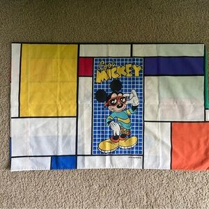 Vintage Mickey Mouse Pillowcase Color Block Retro Print